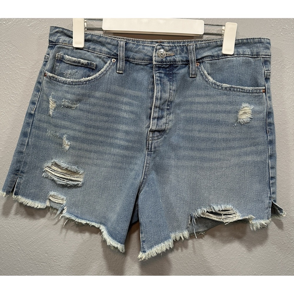 YMI Denim Shorts Women's Size 13/31 Blue High Rise Cut-Off Distressed Frayed Hem